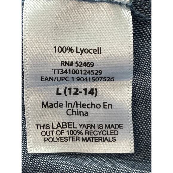 Time And Tru Womens L(12-14) Blue Chambray Pockets VNeck LongSleeve Hobo Dress - Picture 6 of 8